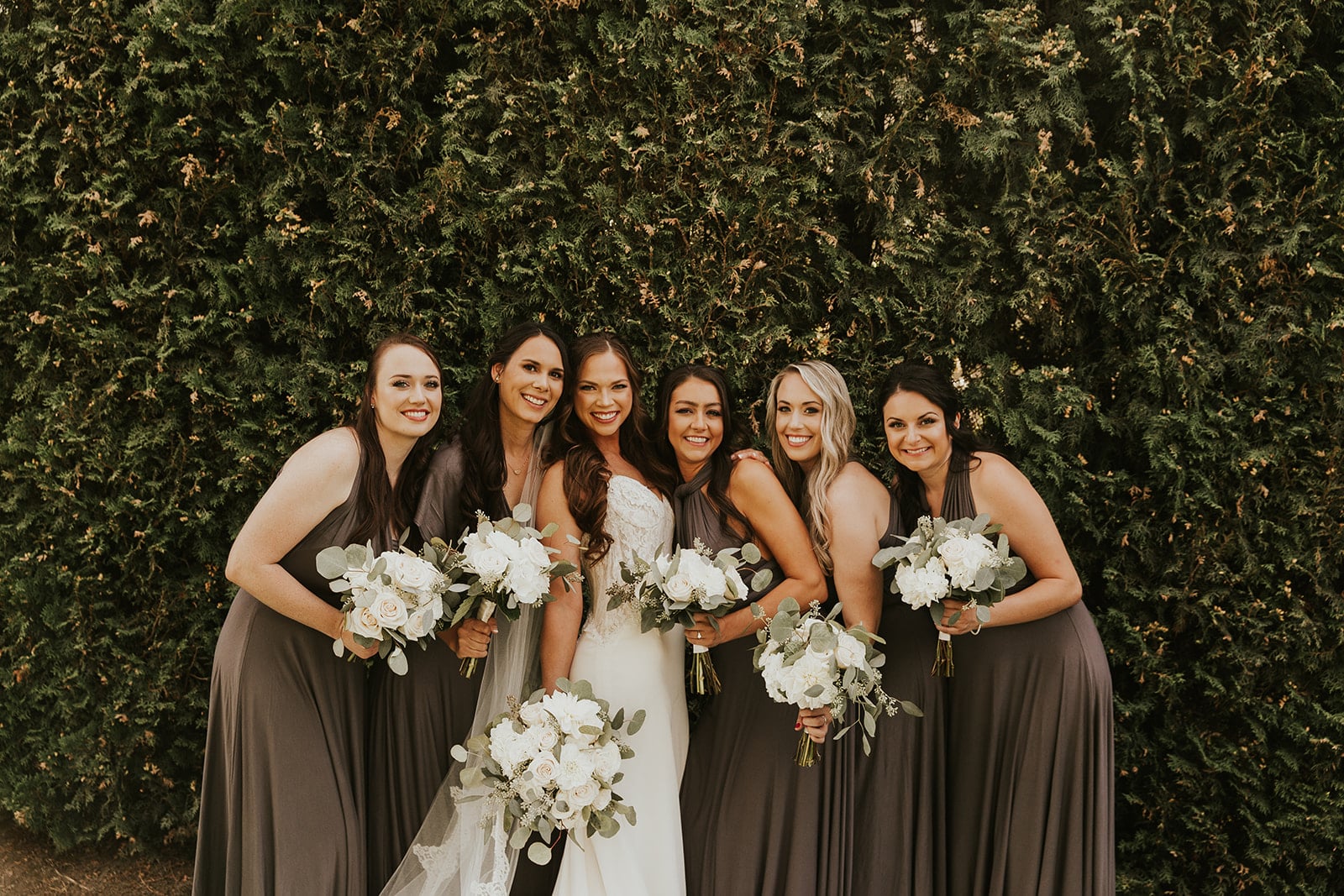 gorgeous bridal party, bride and bridesmaids, wedding gown, wedding flowers, portland wedding florist, portland wedding flowers, oregon wedding florist, oregon wedding flowers, classic romantic wedding, bride and groom, engaged, wedding day, wedding flowers, wedding florist