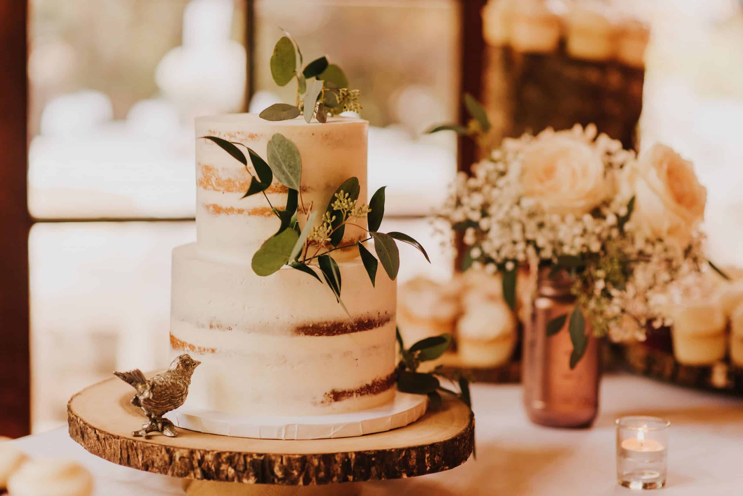 naked cake, rose gold, simple wedding cake, tiered wedding cake, washington wedding vendor, cake vendor