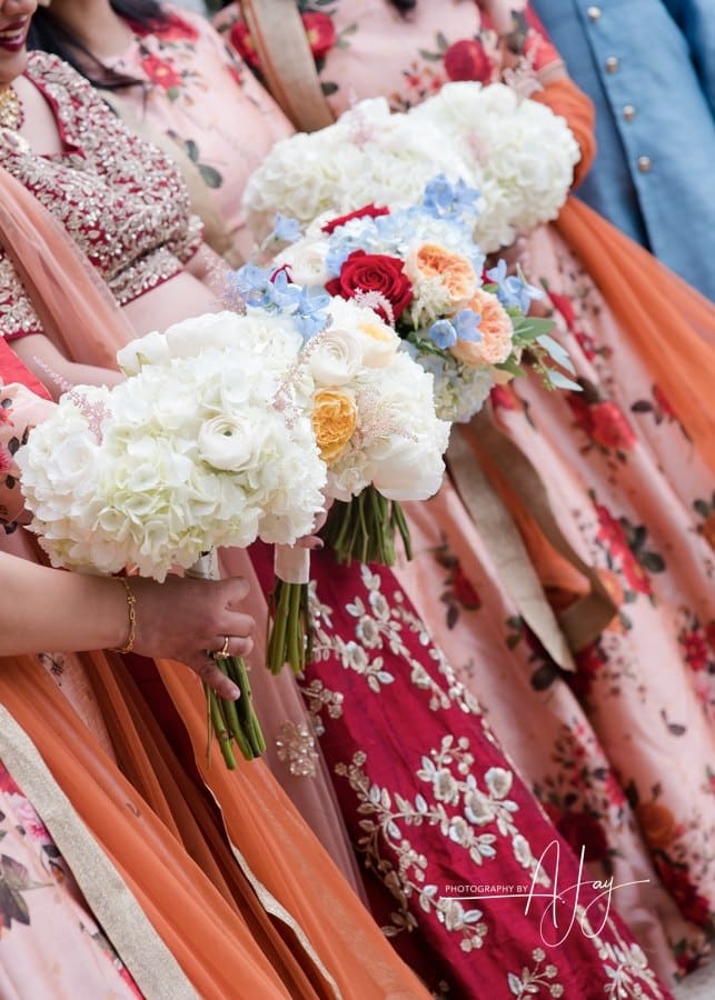 bridesmaid, bridesmaid bouquets, bridal party, indian wedding, portland wedding flowers, portland wedding florist, oregon wedding florist, oregon wedding flowers, east indian wedding, northwest wedding, redland family farm