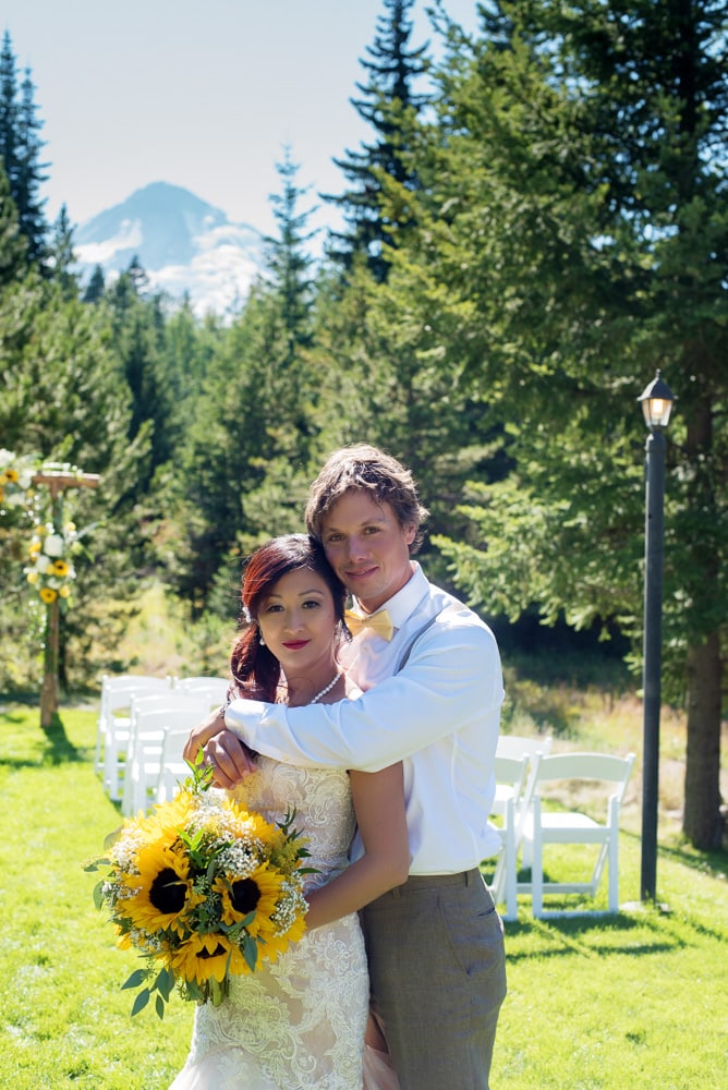 bride and groom, couple, engaged, elopement, wedding day, wedding details, outdoor wedding, forest wedding, mountain wedding, summer wedding, outdoor summer wedding, sunflower wedding