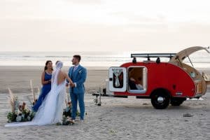 teardrop trailer, teardrop camper trailer, oregon teardrop rentals, beach wedding, beach elopement, adventure elopement, oregon beach wedding, oregon wedding florist, oregon wedding flowers, portland wedding florist, portland wedding flowers